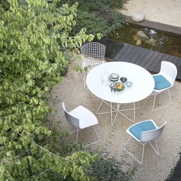 Chaise Bertoia avec galette cuir – Image 3