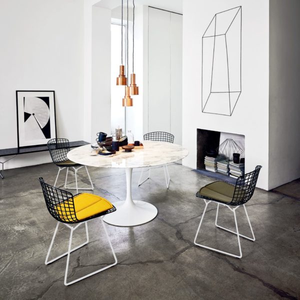 Chaise Bertoia avec galette cuir – Image 2