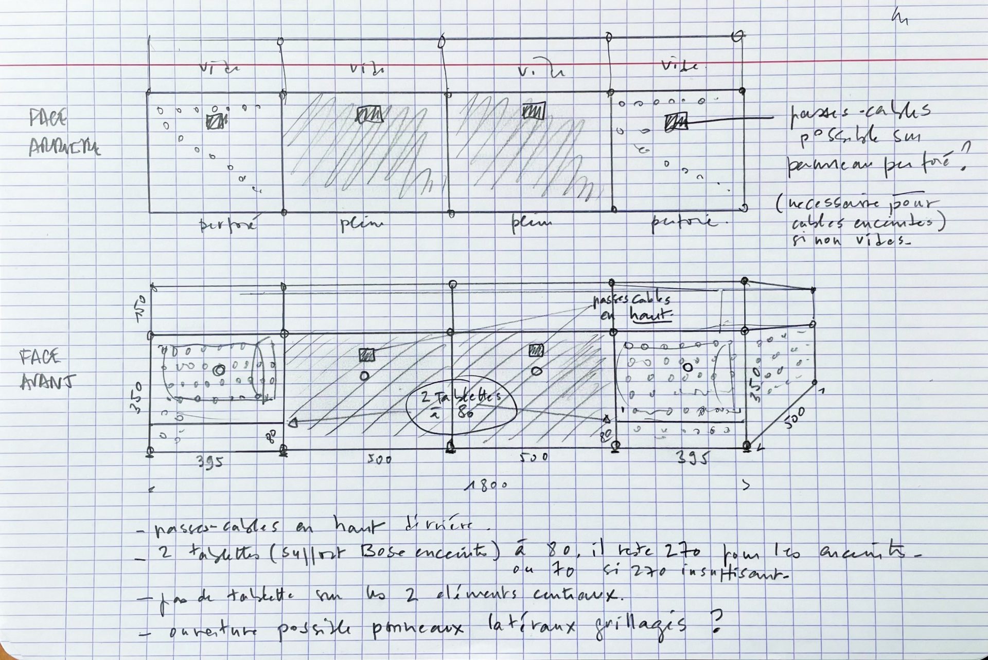 croquis meuble tv sur mesure
